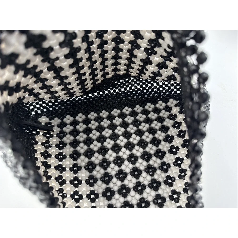 Trouvé White Black Floral Top Handled Beaded Purse Bag Nordstrom